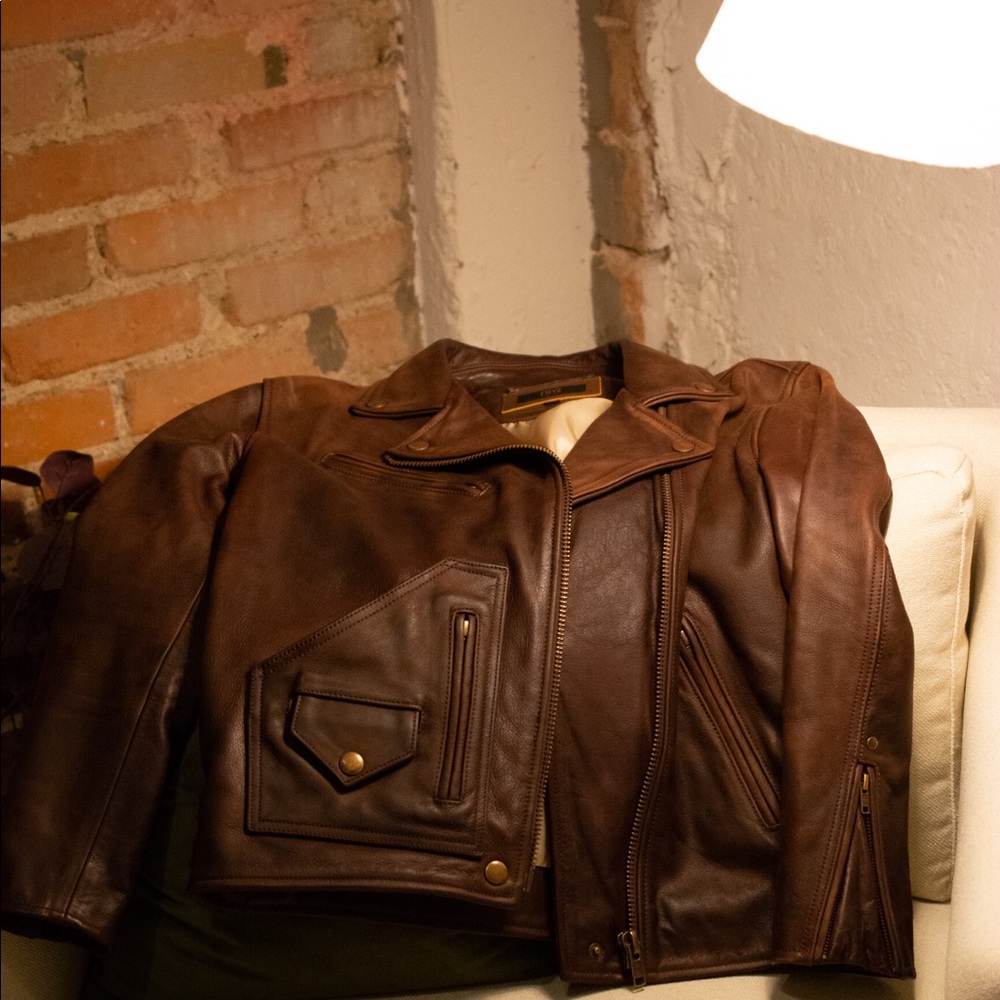 Frye Brown Leather Bomber Jacket